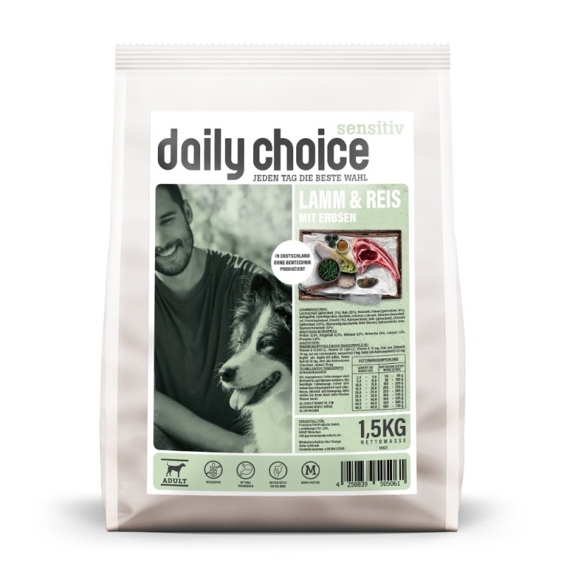 daily choice | Lamm und Reis mit Erbsen | Sensitiv | 1,5 kg