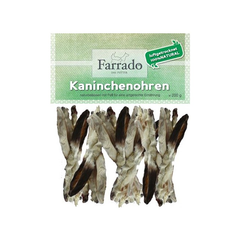 Farrado | Kaninchenohren mit Fell | 10 x 200 g