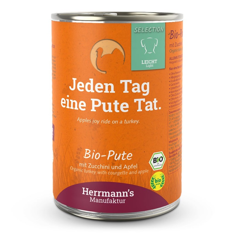 Herrmann's | Bio Pute mit Zucchini / Apfel | Selection Light | 24 x 400 g