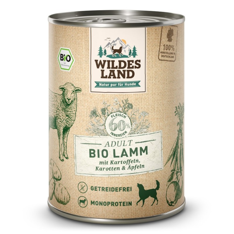 Wildes Land | Lamm mit Kartoffeln / Karotten | BIO Adult | 24 x 400 g