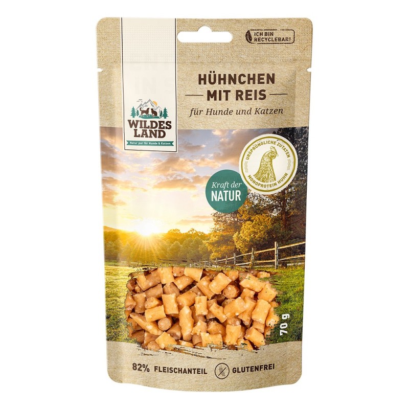 Wildes Land | Hühnchen mit Reis | Fleischsnacks | 70 g