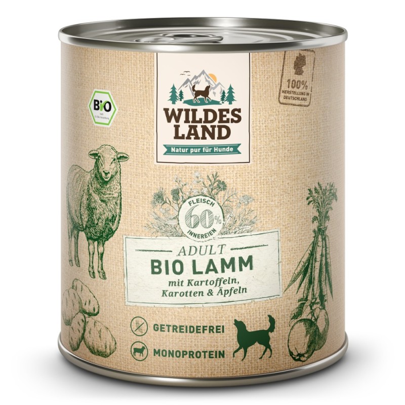 Wildes Land | Lamm mit Kartoffeln / Karotten | BIO Adult | 24 x 800 g