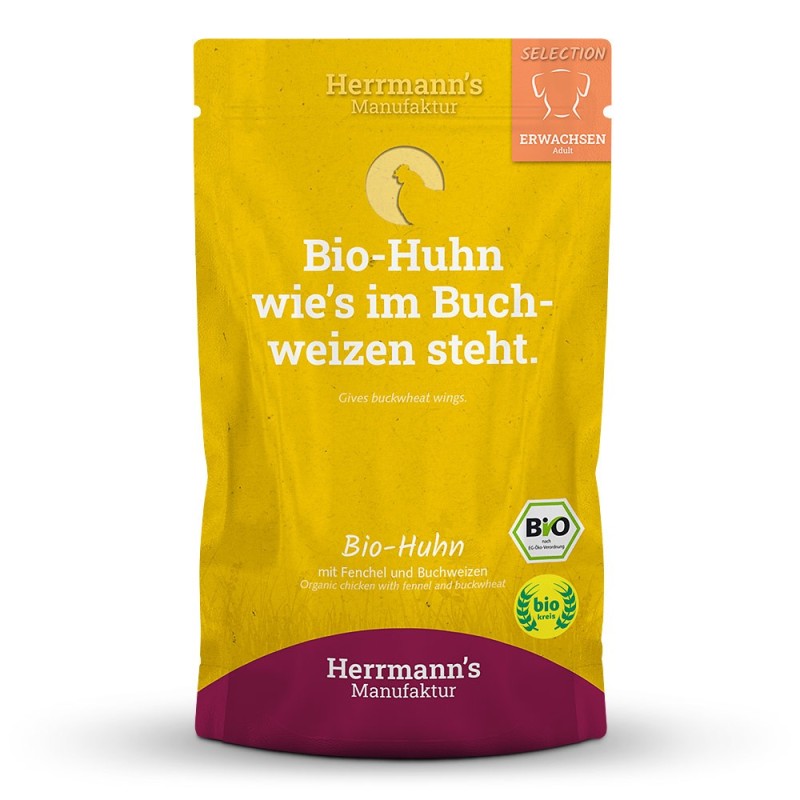 Herrmann's | Bio Huhn mit Fenchel / Buchweizen | Selection Adult | 15 x 150 g