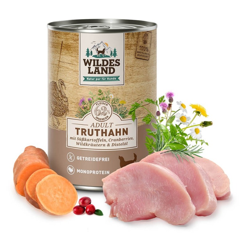 Wildes Land | Truthahn mit Süßkartoffel | Classic Adult | 12 x 400 g