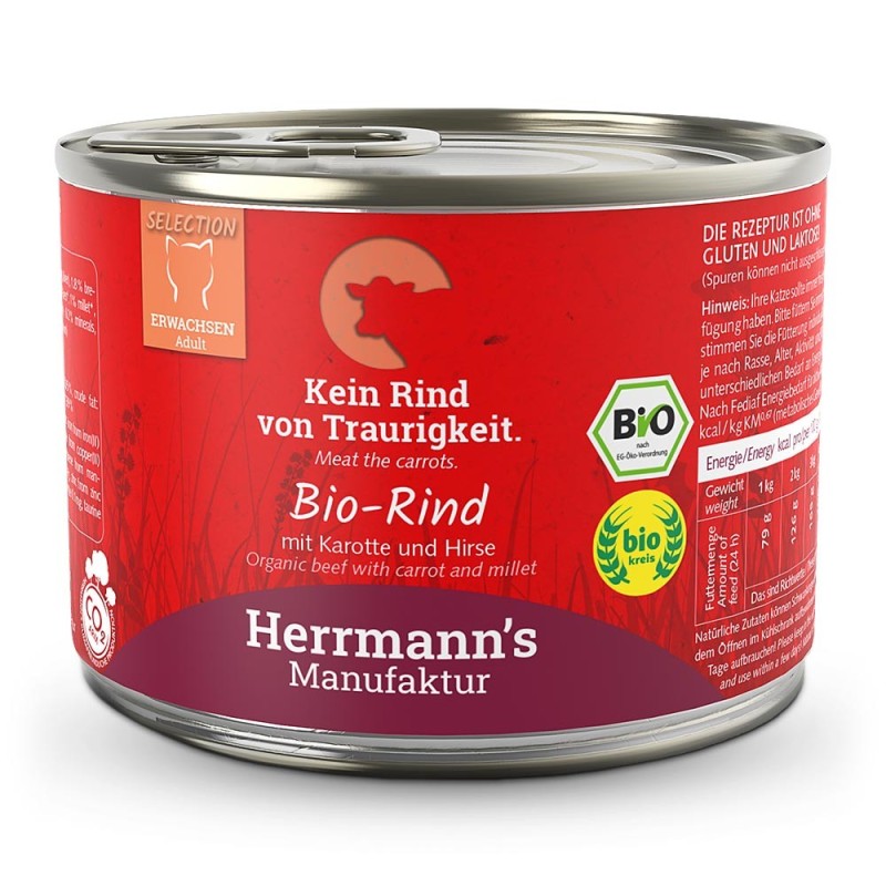 Herrmann's | Bio Rind mit Karotte und Hirse | Selection Adult | 12 x 200 g