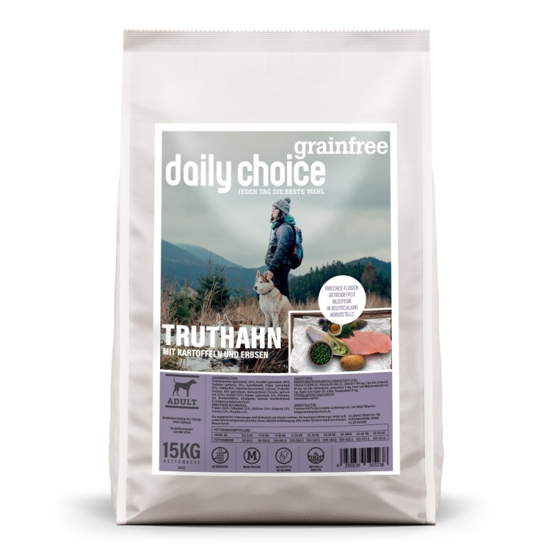 daily choice | Truthahn mit Kartoffeln und Erbsen | Grainfree | 15 kg