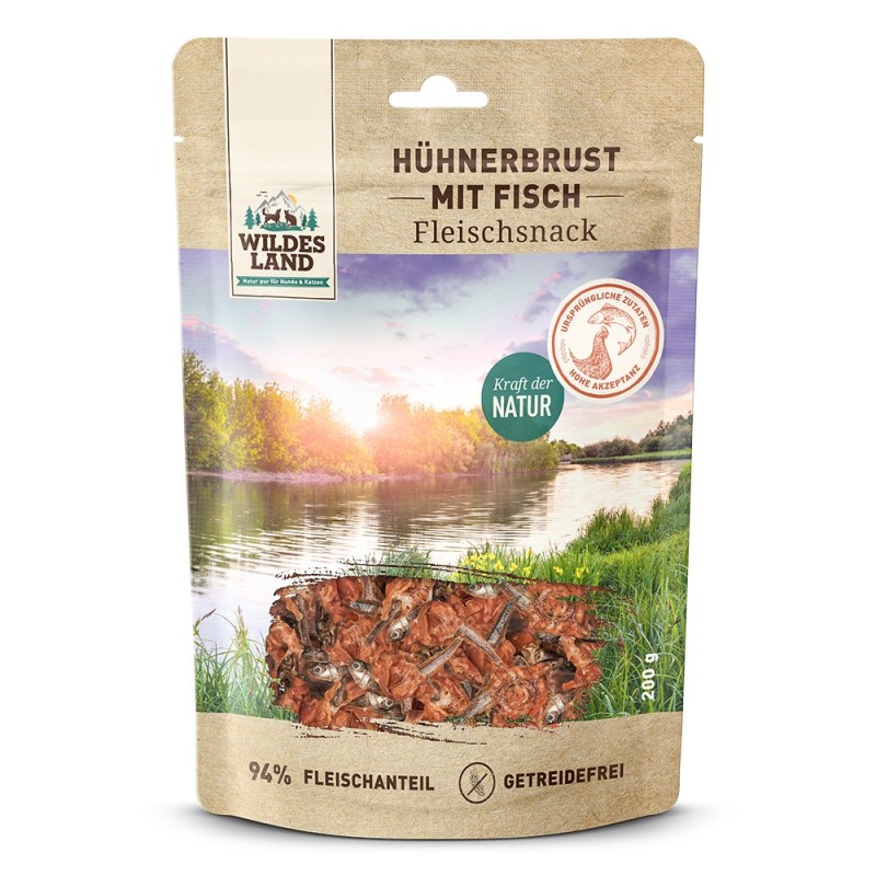 Wildes Land | Hühnerbrust mit Fisch | Fleischsnacks | 200 g