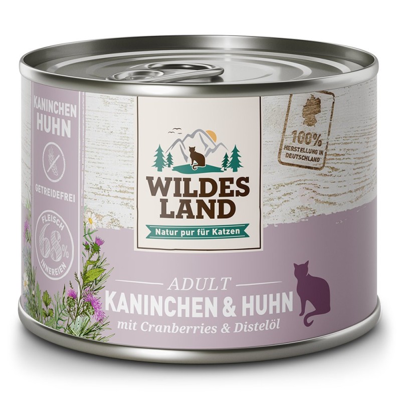 Wildes Land | Kaninchen und Huhn mit Distelöl | Classic Adult | 12 x 200 g