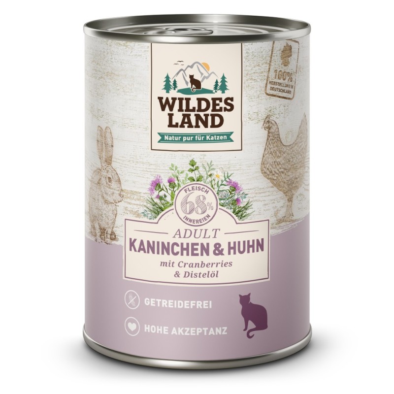 Wildes Land | Kaninchen und Huhn mit Distelöl | Classic Adult | 12 x 400 g