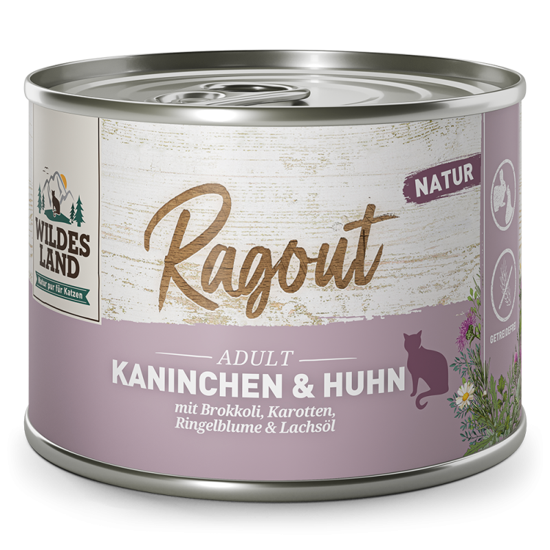 Wildes Land | Kaninchen / Huhn mit Brokkoli | Ragout | 24 x 180 g