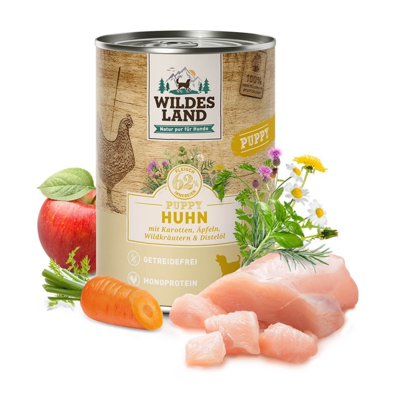 Wildes Land | Huhn mit Karotte | Classic Puppy | 12 x 400 g