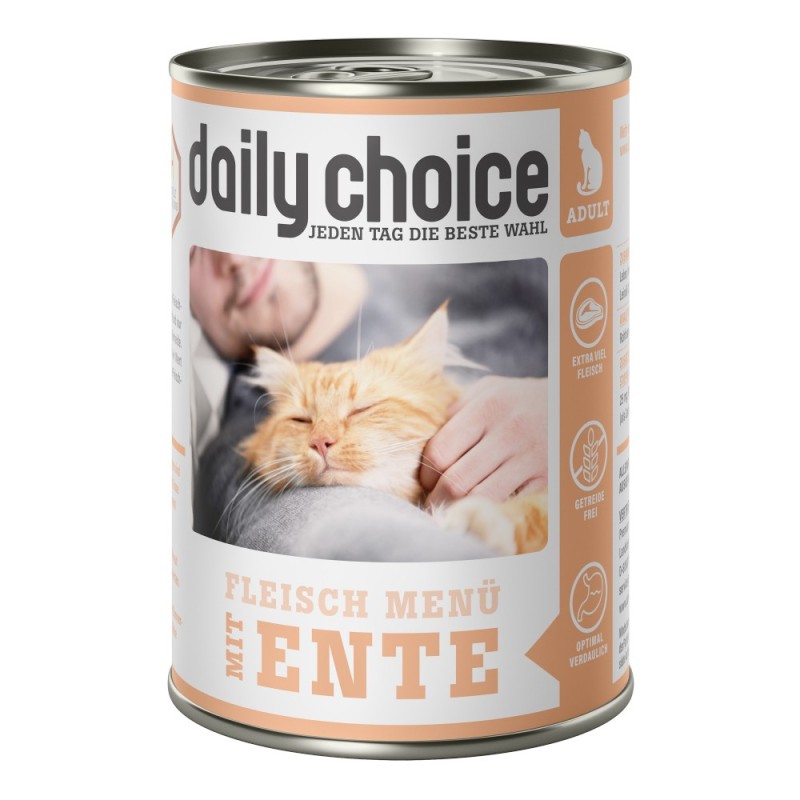 daily choice | Fleischmenü mit Ente | Nassfutter | 48 x 400 g