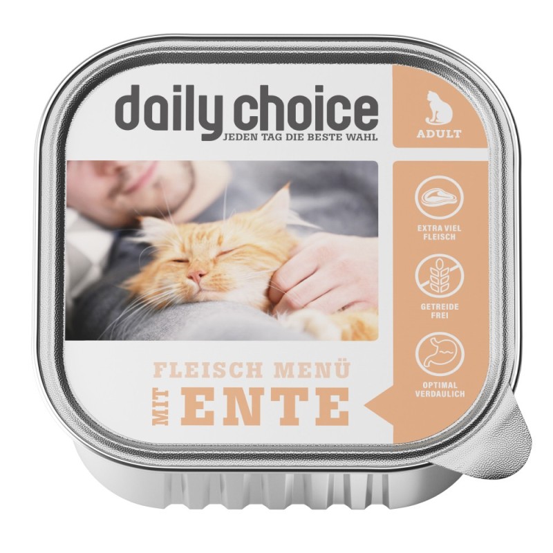 daily choice | Fleischmenü mit Ente | Nassfutter | 48 x 100 g