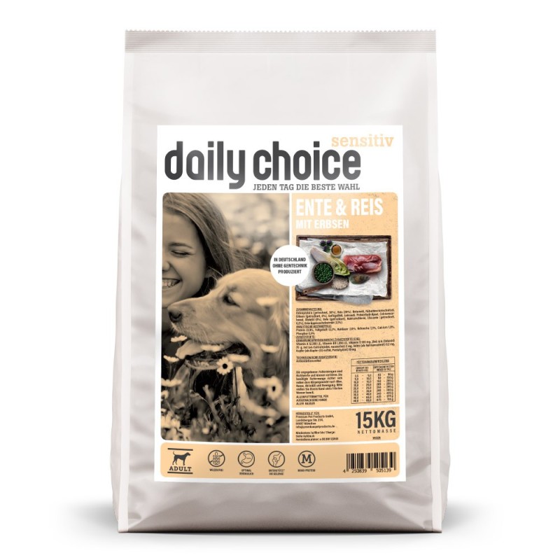 daily choice | Ente und Reis mit Erbsen | Sensitiv | 15 kg