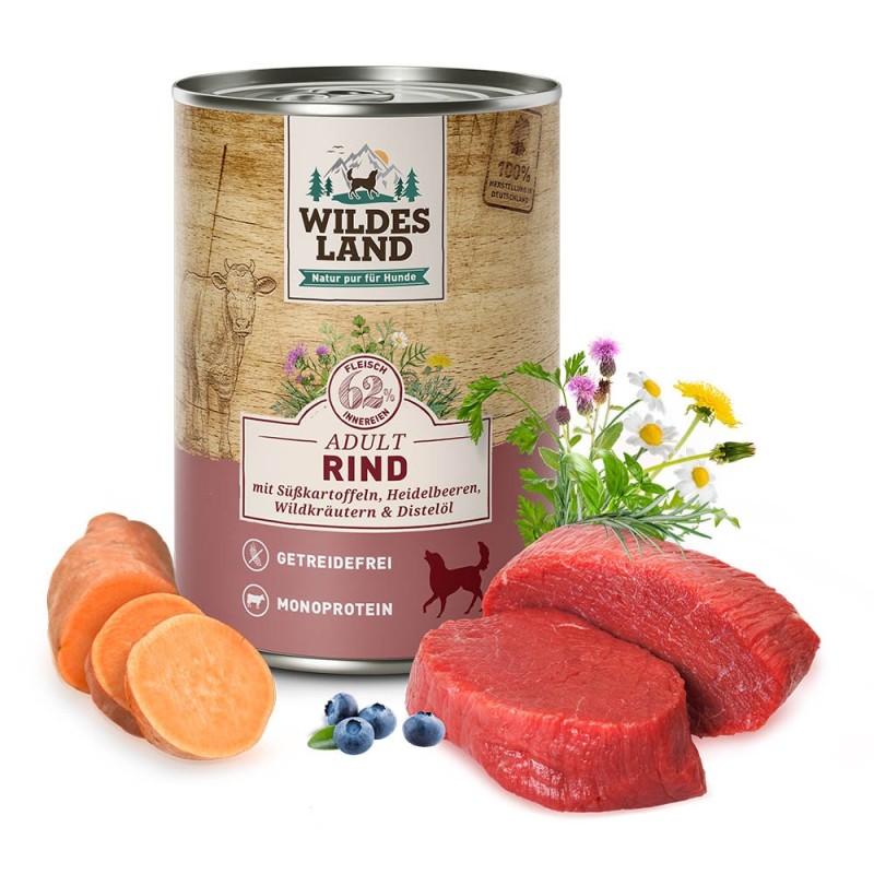 Wildes Land | Rind mit Süßkartoffel | Classic Adult | 12 x 400 g