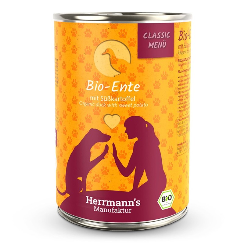 Herrmann's | Bio-Ente mit Süßkartoffeln | Classic | 12 x 400 g