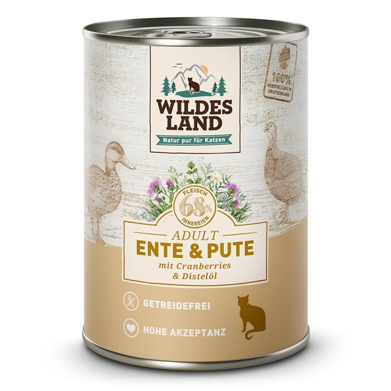 Wildes Land | Ente und Pute mit Distelöl | Classic Adult | 12 x 400 g