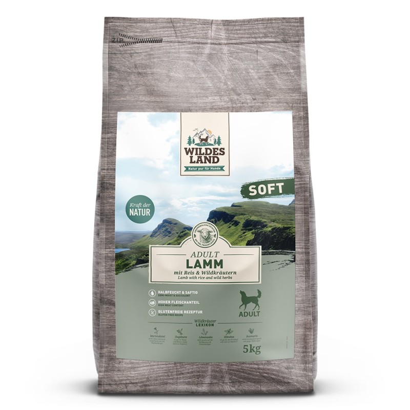 Wildes Land | Lamm mit Reis und Wildkräutern | Soft Adult | 3 x 5 kg