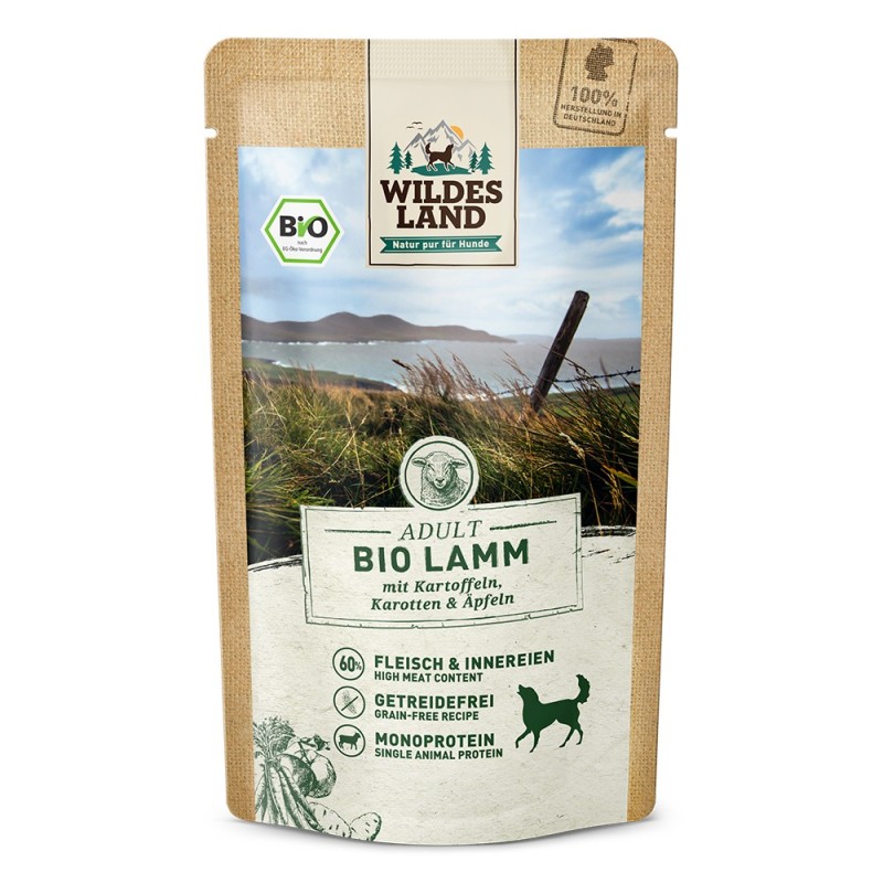 Wildes Land | Lamm mit Kartoffeln / Karotten | BIO Adult | 10 x 125 g