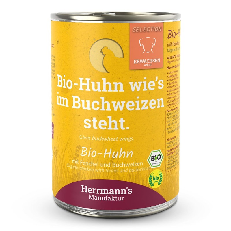 Herrmann's | Bio Huhn mit Fenchel / Buchweizen | Selection Adult | 24 x 400 g