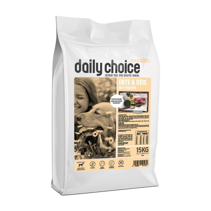 daily choice | Ente und Reis mit Erbsen | Sensitiv | 2 x 15 kg