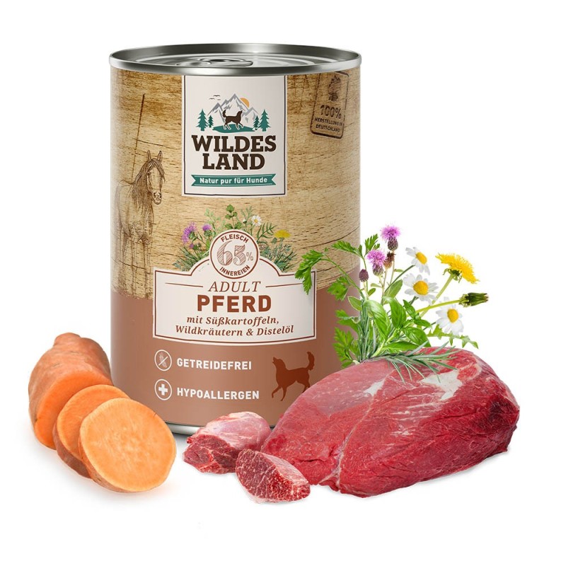 Wildes Land | Pferd mit Süßkartoffel | Classic Adult | 12 x 400 g