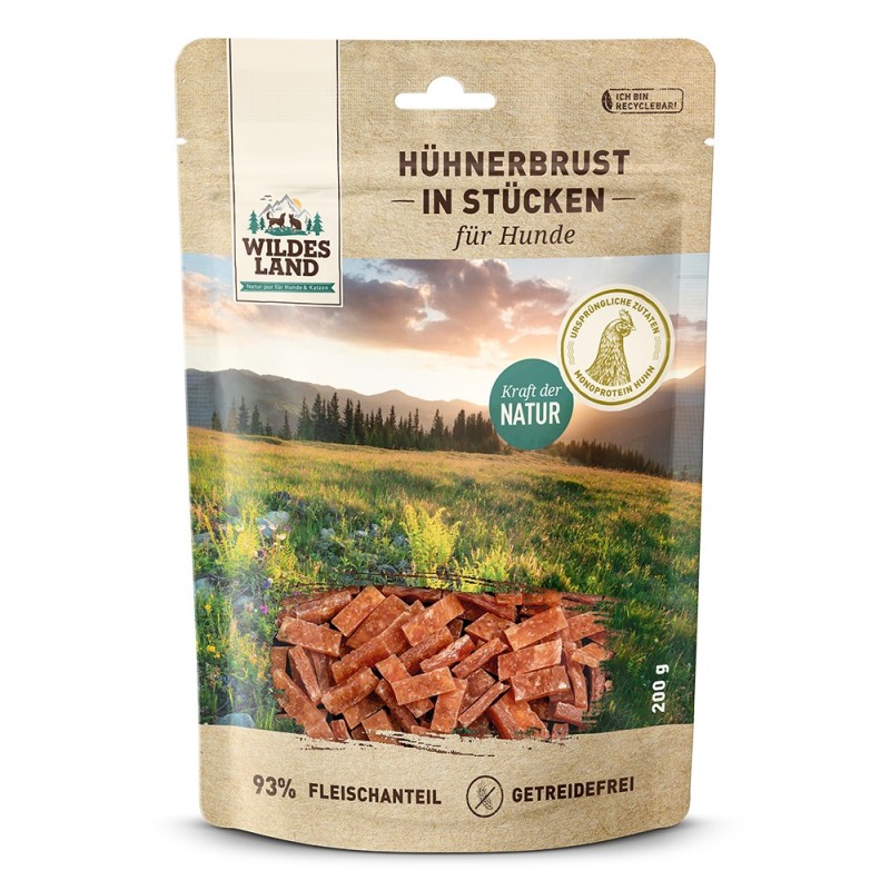 Wildes Land | Hühnerbrust in Stücken | Fleischsnacks | 200 g