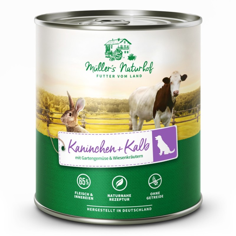 Müller’s Naturhof | Kaninchen und Kalb | Traditionell | 12 x 800 g