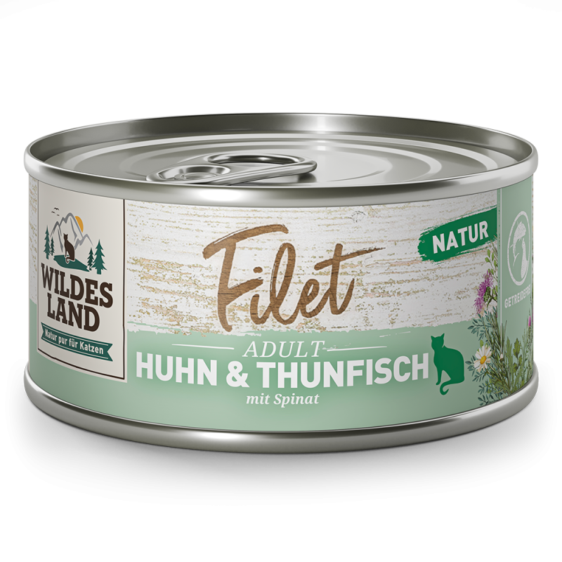 Wildes Land | Huhn / Thunfisch mit Spinat | Filet | 48 x 80 g