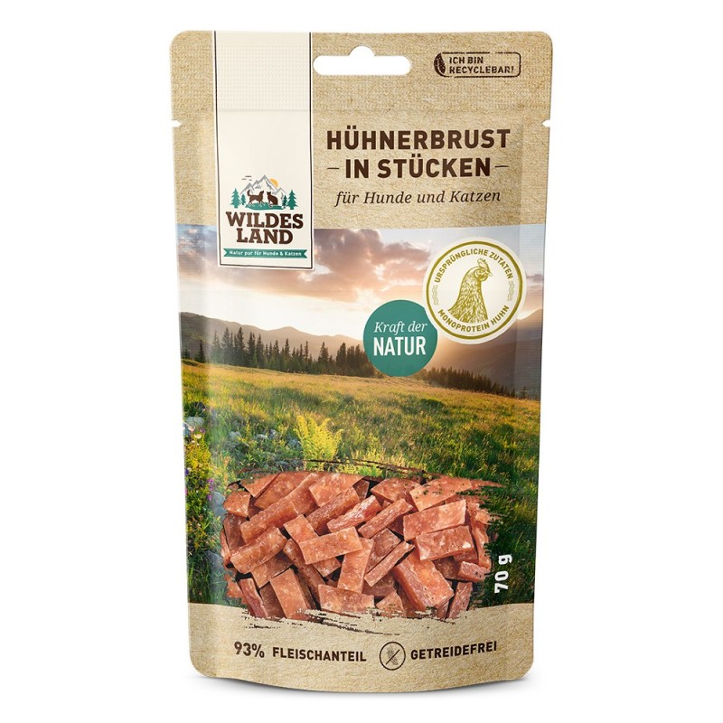 Wildes Land | Hühnerbrust in Stücken | Fleischsnacks | 70 g