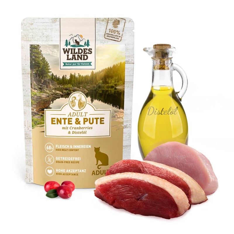 Wildes Land | Ente und Pute mit Distelöl | Classic Adult | 24 x 100 g