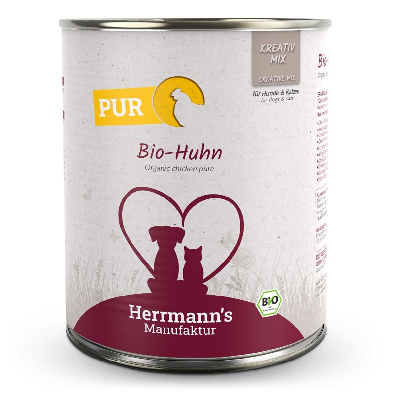 Herrmann's | Bio Huhn Reinfleisch | Kreativ-Mix | 12 x 800 g