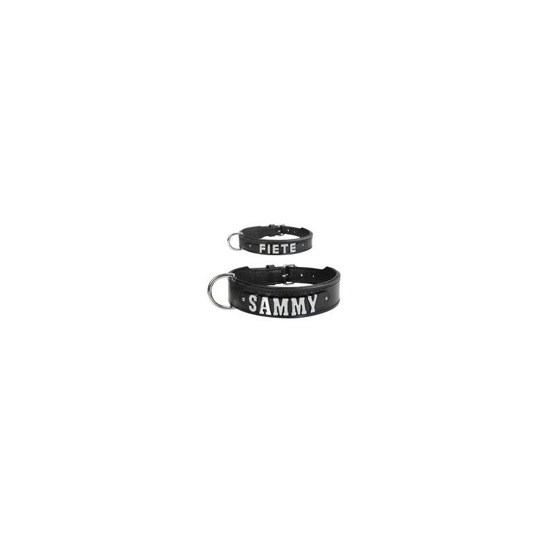 Schecker - MyName Leder-Halsband, schwarz [40 cm x 20 mm - ohne Buchstaben]