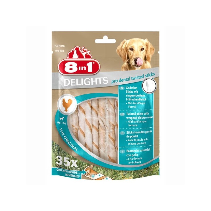 8in1 Hundesnack Delights pro dental Twisted Sticks 35 Stück